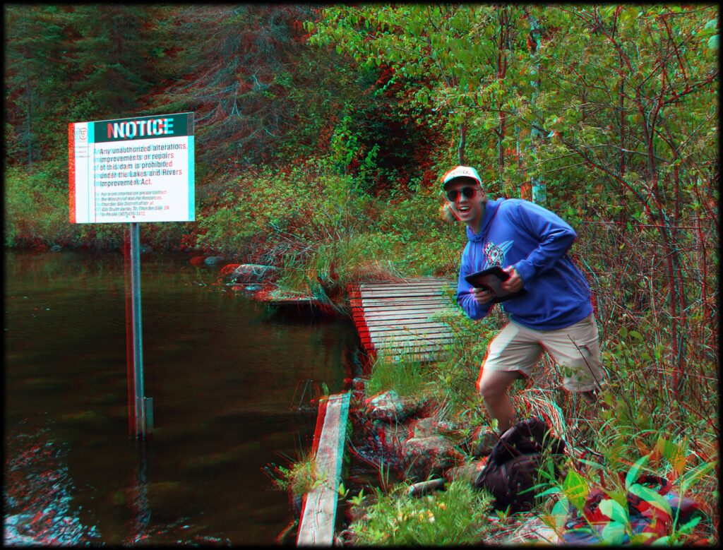 Using an iPad for data collection at a small dam northwest of Thunder Bay, Ontario